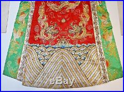 20th C. Republic Period Chinese Silk Embroidered Dragon Theater/Opera Robe