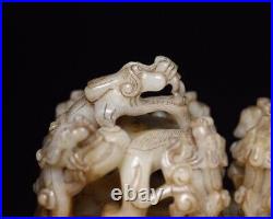 2370g A Pair Chinese Antique Hetian Jade Dragon Seal Figurines