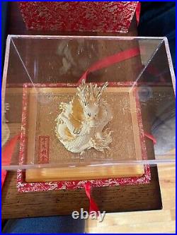 24k Gold Chinese Zodiac Dragon Statue in Case Red Box 1138 Grams