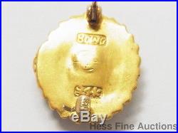 24k Gold Fine Jadeite Jade Spectacular Signed Chinese Dragon Serpent Antique Pin