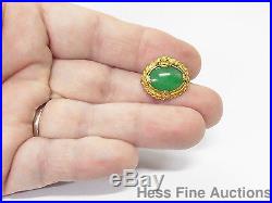 24k Gold Fine Jadeite Jade Spectacular Signed Chinese Dragon Serpent Antique Pin