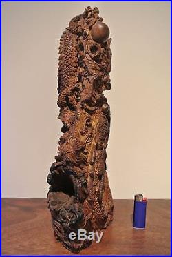 2503grams! Unique Agarwood Aloeswood Dragon Sculpture Statue HANDMADE