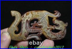 3.1 Old Chinese Dynasty Natural Hetian Jade Silver Gilt Dragon Beast YuBi Yu Bi