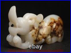 3.4 Chinese Natural Hetian White Jade Nephrite Carving Dragon beast Statue