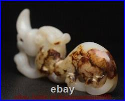 3.4 Chinese Natural Hetian White Jade Nephrite Carving Dragon beast Statue