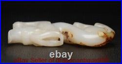 3.4 Chinese Natural Hetian White Jade Nephrite Carving Dragon beast Statue