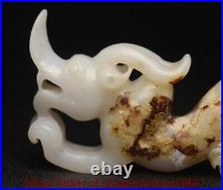 3.4 Chinese Natural Hetian White Jade Nephrite Carving Dragon beast Statue