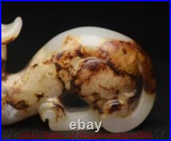 3.4 Chinese Natural Hetian White Jade Nephrite Carving Dragon beast Statue