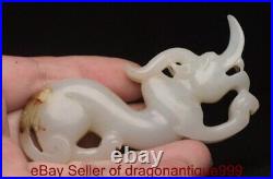 3.4 Chinese Natural Hetian White Jade Nephrite Carving Dragon beast Statue