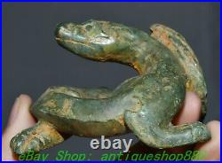 3.5'' Old Chinese Shang Dynasty Bronze Ware Dragon Loong Beast Statue Sculpture