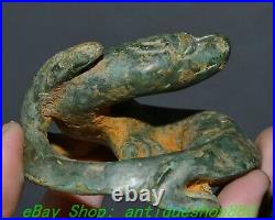 3.5'' Old Chinese Shang Dynasty Bronze Ware Dragon Loong Beast Statue Sculpture