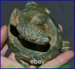 3.5'' Old Chinese Shang Dynasty Bronze Ware Dragon Loong Beast Statue Sculpture