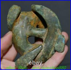 3.5'' Old Chinese Shang Dynasty Bronze Ware Dragon Loong Beast Statue Sculpture