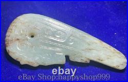 3.5 Old Chinese palace dynasty Hetian Jade Dragon beast Yubi Amulet Pendant