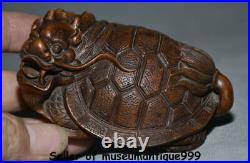 3.6 Rare Chinese Boxwood Wood Carved Fengshui Dragon Tortoise Turtle Statue