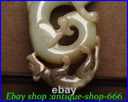 3.8 Old Chinese Dynasty Natural Hetian Jade Carve Fengshui Dragon Beast Statue