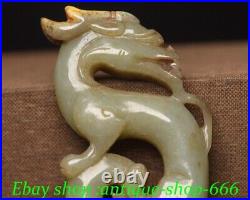 3.8 Old Chinese Dynasty Natural Hetian Jade Carve Fengshui Dragon Beast Statue