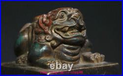 3.9 Old China Dynasty Pure Bronze Fengshui Dragon Beast Pixiu Seal Signet