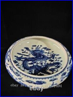 3'' Qing Dynasty Qianlong Blue White Porcelain Dragon Totem Pattern Pen Wash