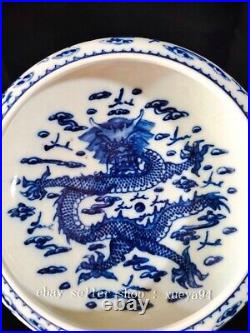 3'' Qing Dynasty Qianlong Blue White Porcelain Dragon Totem Pattern Pen Wash