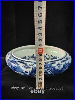 3'' Qing Dynasty Qianlong Blue White Porcelain Dragon Totem Pattern Pen Wash