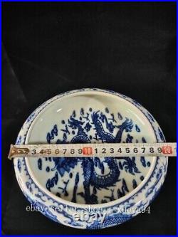 3'' Qing Dynasty Qianlong Blue White Porcelain Dragon Totem Pattern Pen Wash