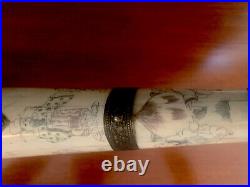 30 Antique Chinese Dragon Bone & Metal Pipe 10 Wide with Extensive Artwork