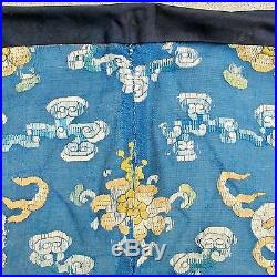 31 Antique Chinese Embroidery Silk & Gauze or Kesi Fabric Panel with 2 DRAGONS