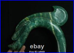 32 cm Rare China Chinese Hongshan Culture Old Jade Carving Dragon hook Statue
