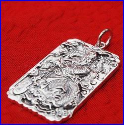 32g pure silver 100% 999 silver handcraft carved dragon Guan Gong pendant amulet