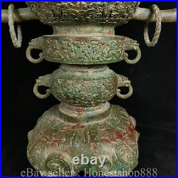 39.2 Chinese Shang Dynasty Bronze ware Elephant leg Dragon incense burner Pair