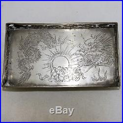 4.5 Antique Chinese Silver Footed Dish with Celestial DRAGON Sterling (77.4g)