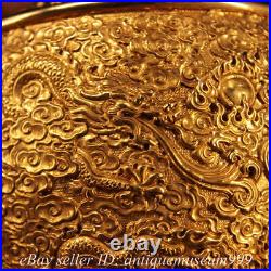 4.8 Antique Chinese Purple Bronze 24K Gold Gilt Dynasty Dragon storage Jar Pot