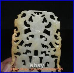 4.8 Old Chinese natural hetian jade carving Dragon beast person Yu Bi statue