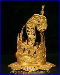 4 Old Chinese Copper 24K Gold Gilt Dynasty Dragon Hairpin official cap hat