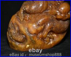 4 Old Chinese Tianhuang Shoushan Stone Carving Dragon Play Bead Seal Signet