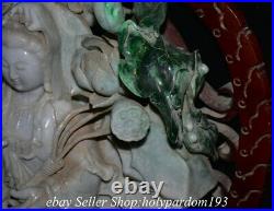 46 Chinese Emerald jade jadeite Fengshui Guan Yin Goddess Dragon Tongzi Statue