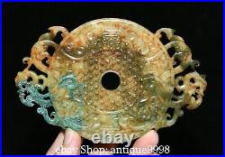 5.1'' Old Chinese Natural Hetian Jade Carving Dragon Loong Animal Yu Bi Yubi