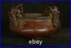 5.2 Xuande Marked Old Chinese Bronze Dynasty Dragon Incense Burner Censer