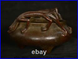 5.2 Xuande Marked Old Chinese Bronze Dynasty Dragon Incense Burner Censer