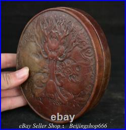 5.4 Old Chinese Shoushan Stone Carved Fengshui Dragon ink box inkstone inkslab