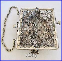 5.5 Antique Chinese or Japanese Silver Color Metal Purse with DRAGONS (187g)