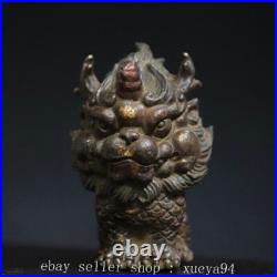 5.5 Chinese Ancient Bronze Auspicious Kyiln Unicorn Dragon Beast Statue