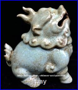 5.5 Old Song Dynasty Ru Kiln Porcelain Feng Shui Dragon Pixiu Beast Statue