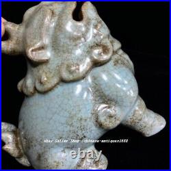 5.5 Old Song Dynasty Ru Kiln Porcelain Feng Shui Dragon Pixiu Beast Statue