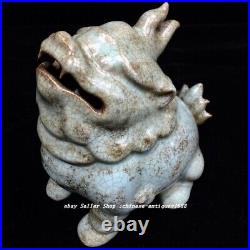 5.5 Old Song Dynasty Ru Kiln Porcelain Feng Shui Dragon Pixiu Beast Statue