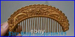 5.6 Antique Chinese Copper 24K Gold Gilt Dynasty Palace Dragon Beast Comb