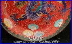 5.6 Marked Chinese Cloisonne Bronze Dynasty Flower Dragon Tray disc