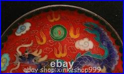 5.6 Marked Chinese Cloisonne Bronze Dynasty Flower Dragon Tray disc