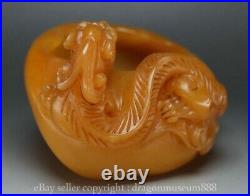 5.6 Old Chinese Tianhuang Shoushan Stone Dragon Beast Writing Brush Washer